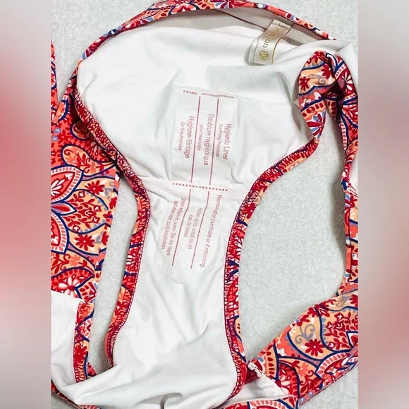 Helen Jon Tankini 2 pieces set Swimwear Heritage Tile Coral print  women’s Sz L - Picture 4 of 7
